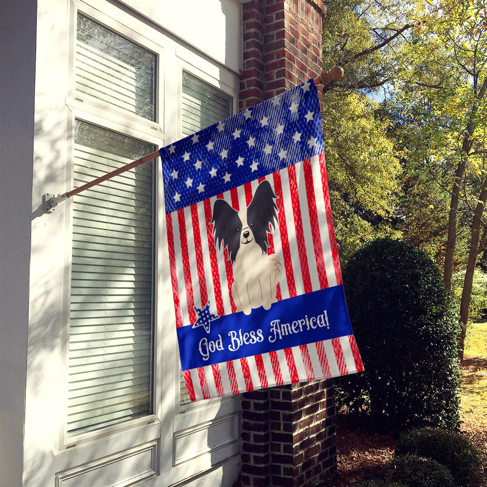Patriotic USA Papillon Black White House Flag 28x40 Porch Sleeve Pole Decorative Outside Yard Banner Artwork Wall Hanging, Polyester