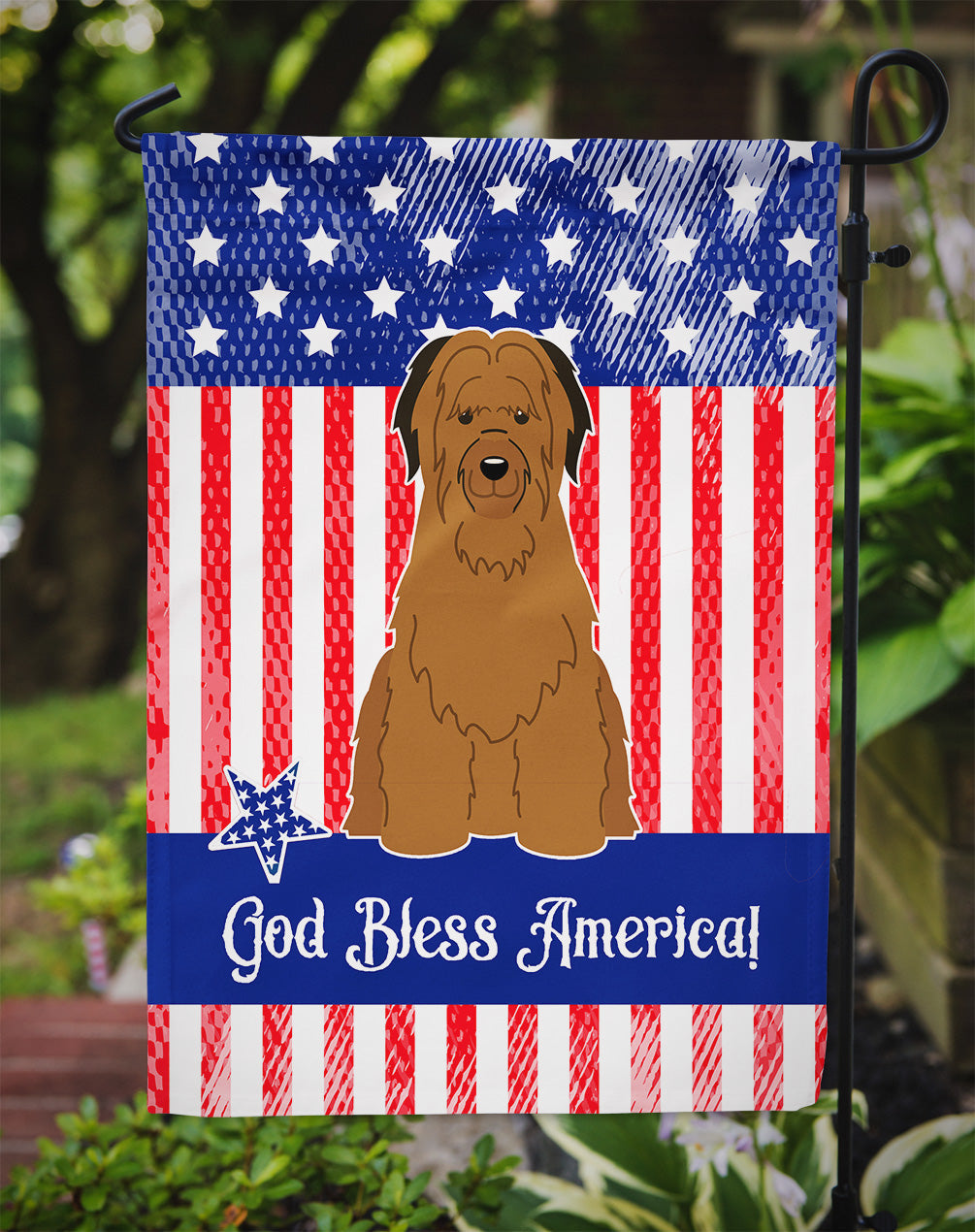 Patriotic USA Briard Brown Garden Flag Mailbox Decorative Yard Banner Outside Patio Artwork for Flower Beds, Garden Size, Multicolor