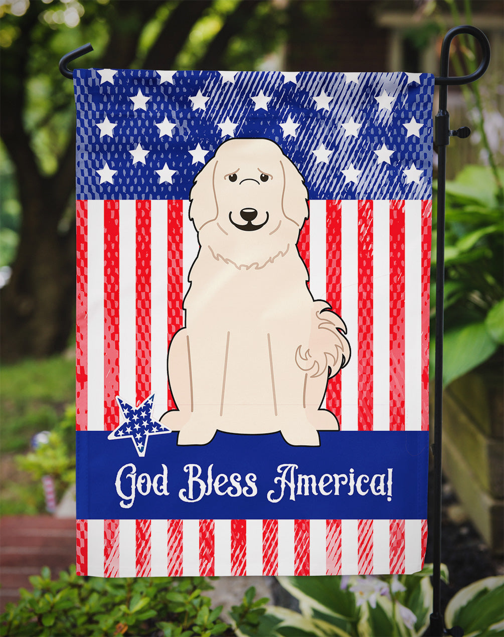 Patriotic USA Great Pyrenese Garden Flag Mailbox Decorative Yard Banner Outside Patio Artwork for Flower Beds, Garden Size, Multicolor