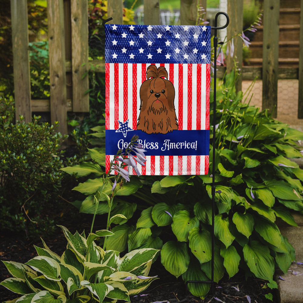 Patriotic USA Shih Tzu Silver Chocolate Garden Flag Mailbox Decorative Yard Banner Outside Patio Artwork for Flower Beds, Garden Size, Multicolor