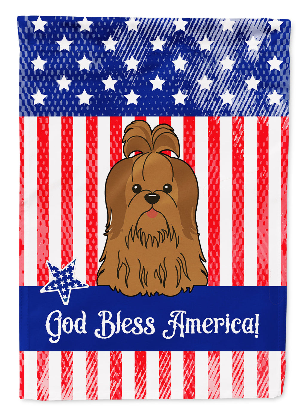 Patriotic USA Shih Tzu Silver Chocolate Garden Flag Mailbox Decorative Yard Banner Outside Patio Artwork for Flower Beds, Garden Size, Multicolor