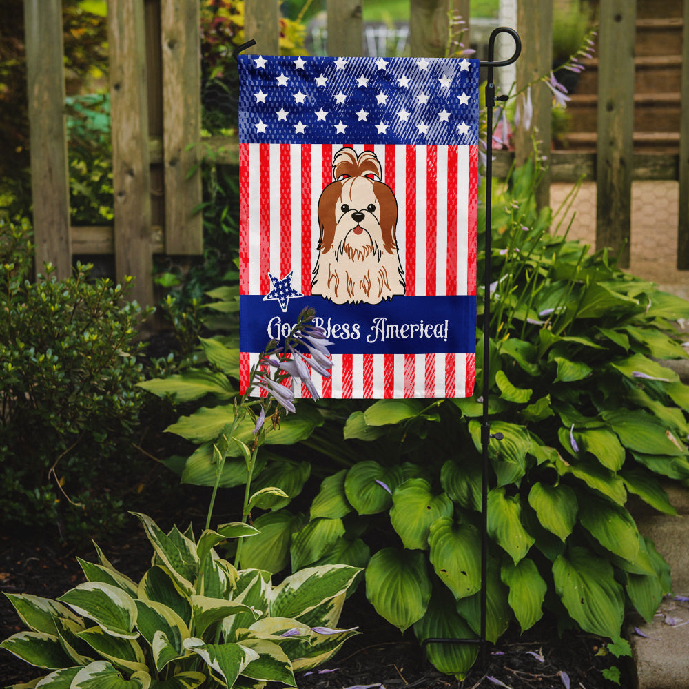 Patriotic USA Shih Tzu Red White Garden Flag Mailbox Decorative Yard Banner Outside Patio Artwork for Flower Beds, Garden Size, Multicolor