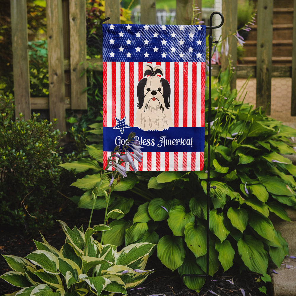 Patriotic USA Shih Tzu Black White Garden Flag Mailbox Decorative Yard Banner Outside Patio Artwork for Flower Beds, Garden Size, Multicolor