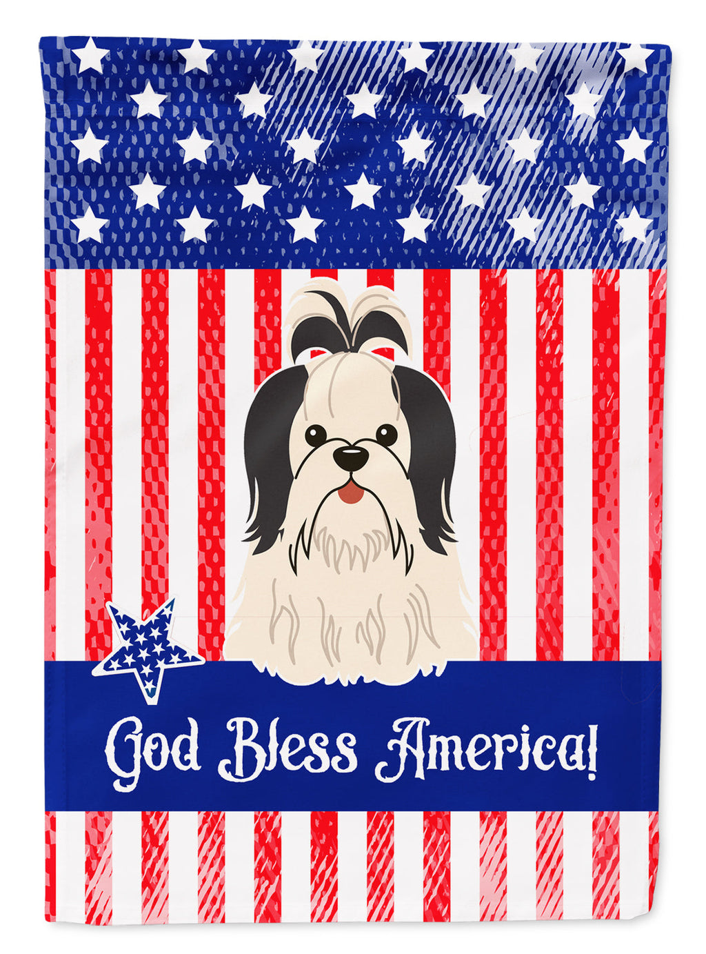 Patriotic USA Shih Tzu Black White Garden Flag Mailbox Decorative Yard Banner Outside Patio Artwork for Flower Beds, Garden Size, Multicolor