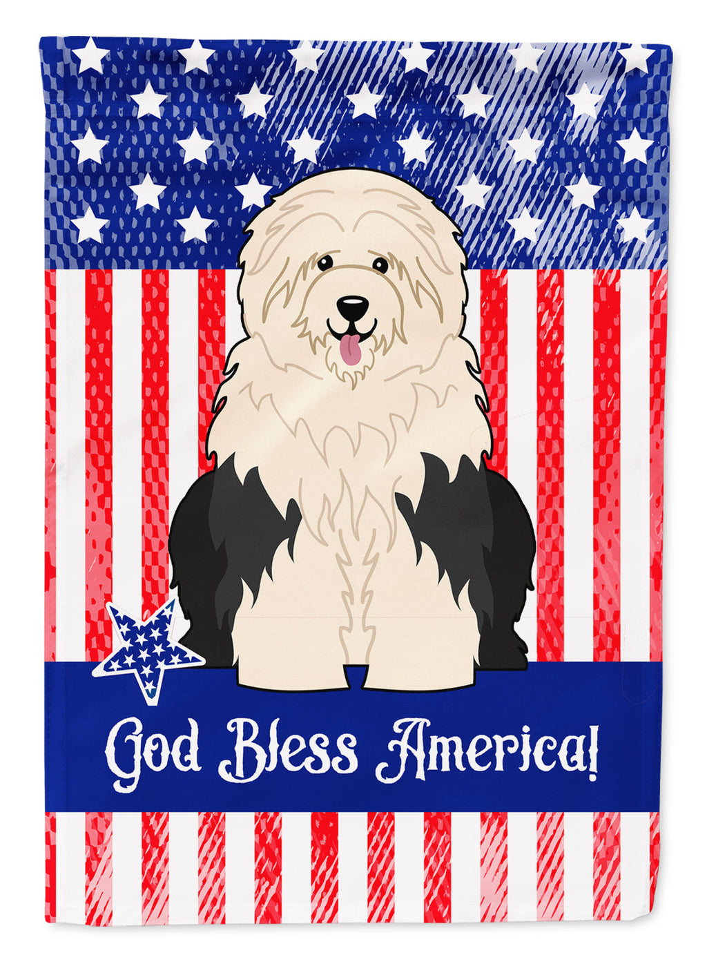 Patriotic USA Old English Sheepdog Garden Flag Mailbox Decorative Yard Banner Outside Patio Artwork for Flower Beds, Garden Size, Multicolor