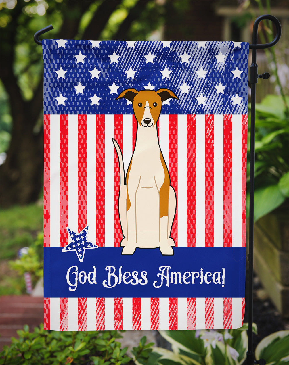 Patriotic USA Whippet Garden Flag Mailbox Decorative Yard Banner Outside Patio Artwork for Flower Beds, Garden Size, Multicolor