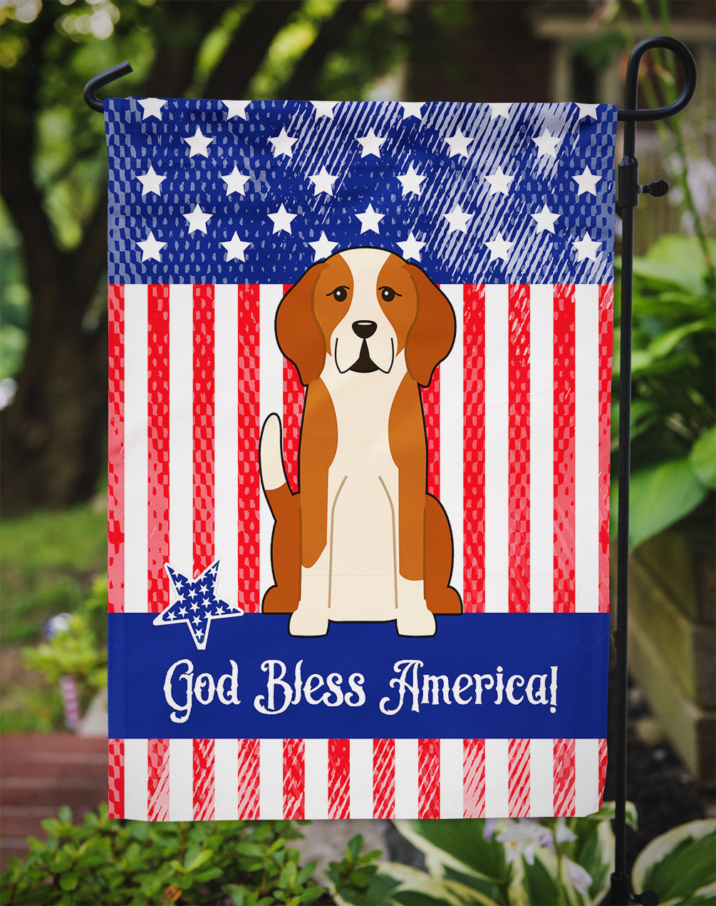 Patriotic USA English Foxhound Garden Flag Mailbox Decorative Yard Banner Outside Patio Artwork for Flower Beds, Garden Size, Multicolor
