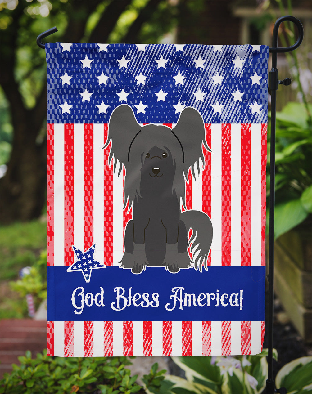 Patriotic USA Chinese Crested Black Garden Flag Mailbox Decorative Yard Banner Outside Patio Artwork for Flower Beds, Garden Size, Multicolor