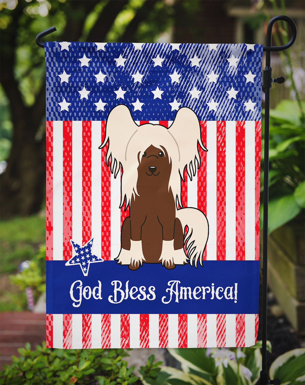 Patriotic USA Chinese Crested Cream Garden Flag Mailbox Decorative Yard Banner Outside Patio Artwork for Flower Beds, Garden Size, Multicolor