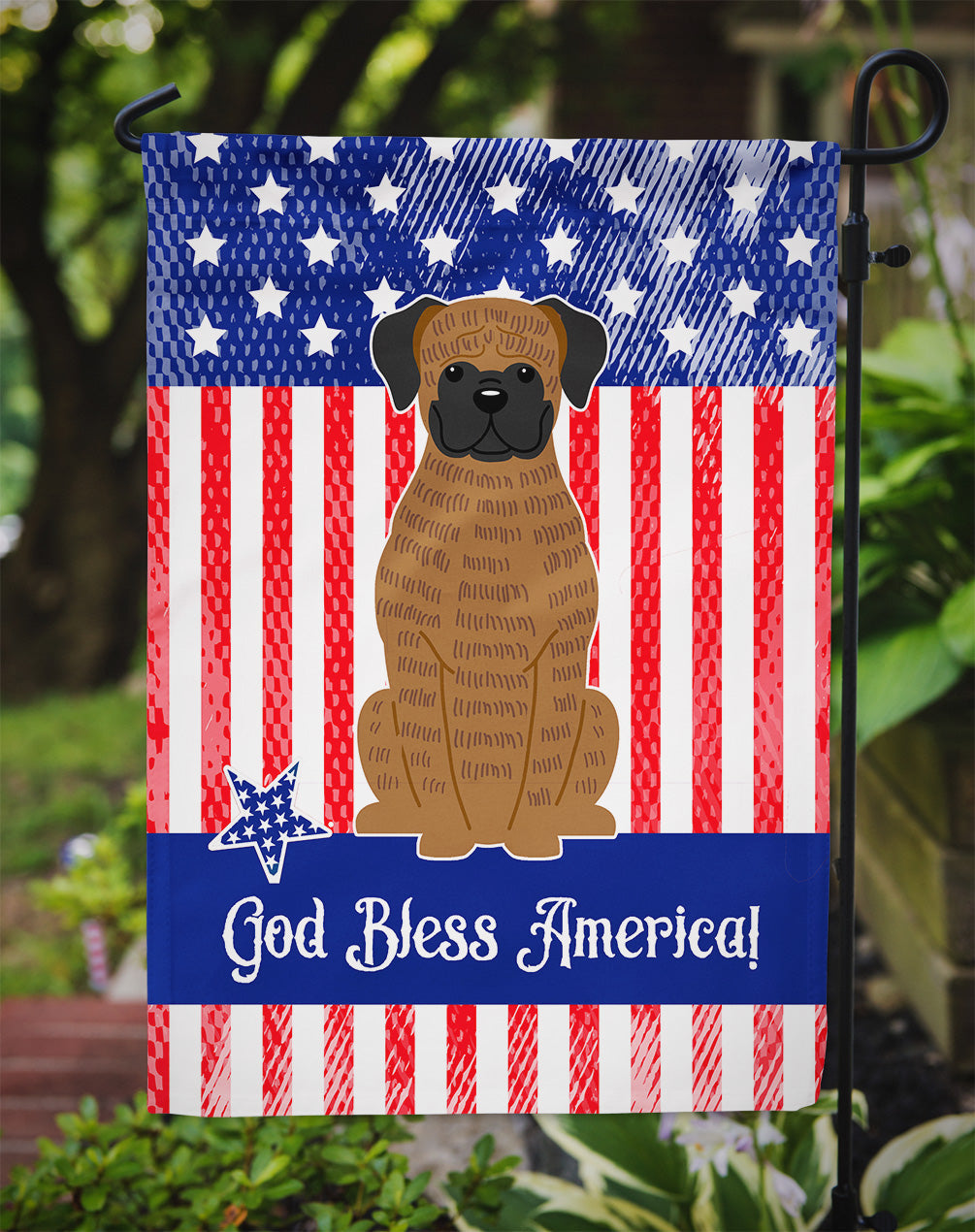 Patriotic USA Brindle Boxer Garden Flag Mailbox Decorative Yard Banner Outside Patio Artwork for Flower Beds, Garden Size, Multicolor