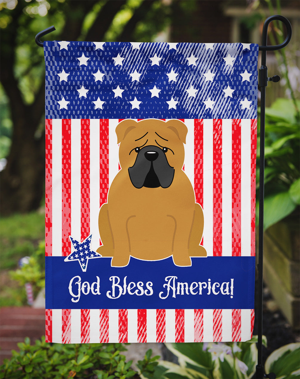 Patriotic USA English Bulldog Red Garden Flag Mailbox Decorative Yard Banner Outside Patio Artwork for Flower Beds, Garden Size, Multicolor