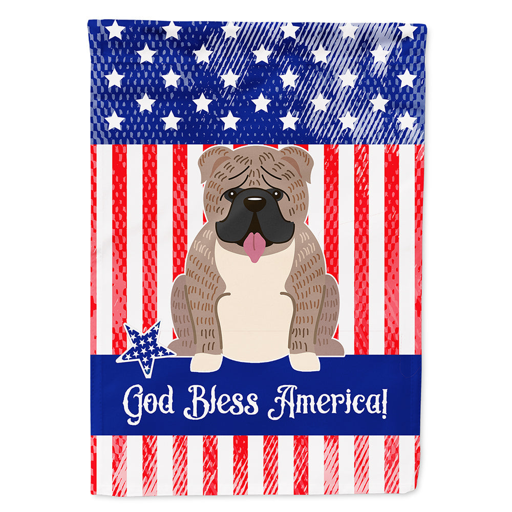 Patriotic USA English Bulldog Grey Brindle House Flag 28x40 Porch Sleeve Pole Decorative Outside Yard Banner Artwork Wall Hanging, Polyester
