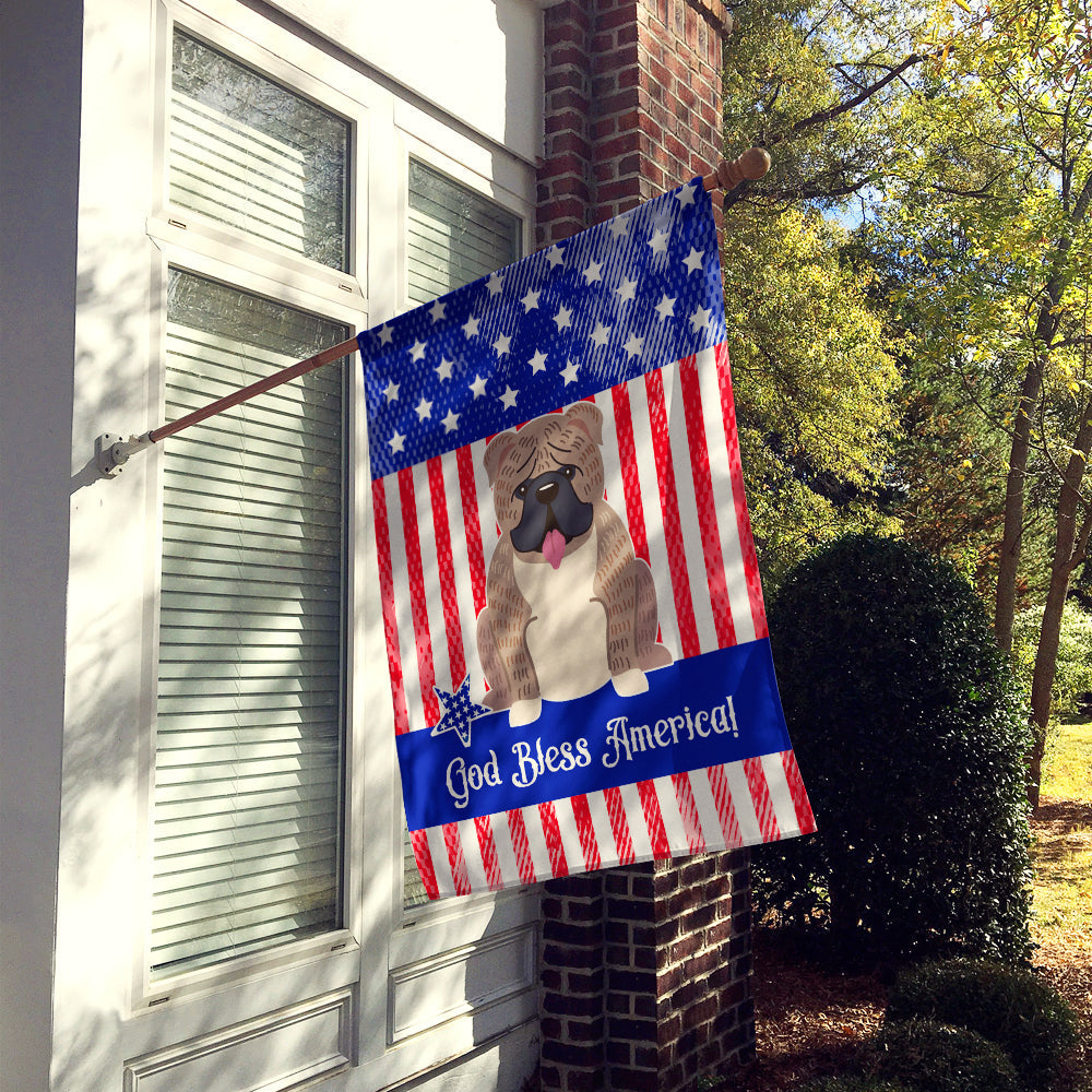 Patriotic USA English Bulldog Grey Brindle House Flag 28x40 Porch Sleeve Pole Decorative Outside Yard Banner Artwork Wall Hanging, Polyester