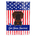 Patriotic USA Wire Haired Dachshund Chocolate House Flag 28x40 Porch Sleeve Pole Decorative Outside Yard Banner Artwork Wall Hanging, Polyester
