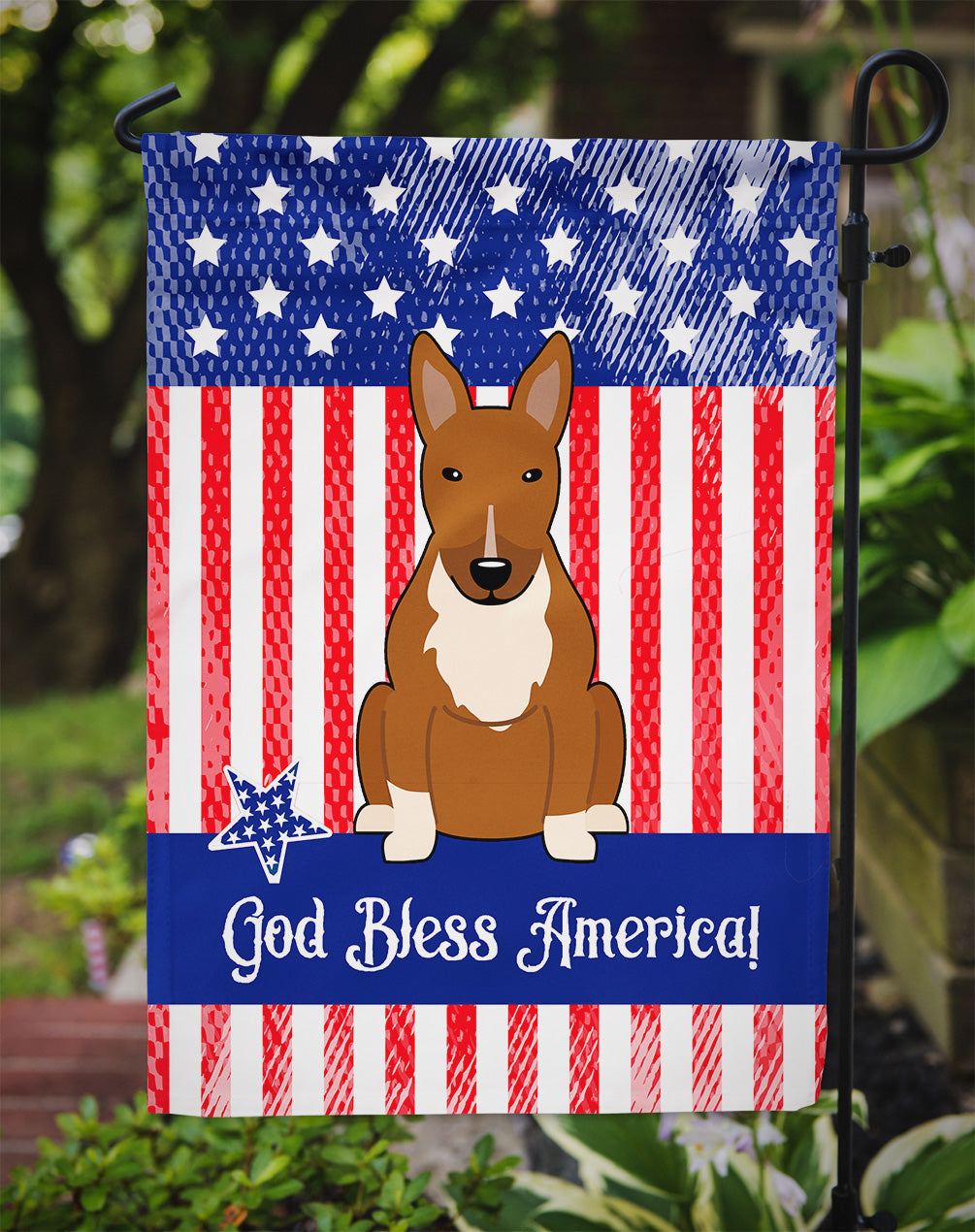 Patriotic USA Bull Terrier Red Garden Flag Mailbox Decorative Yard Banner Outside Patio Artwork for Flower Beds, Garden Size, Multicolor