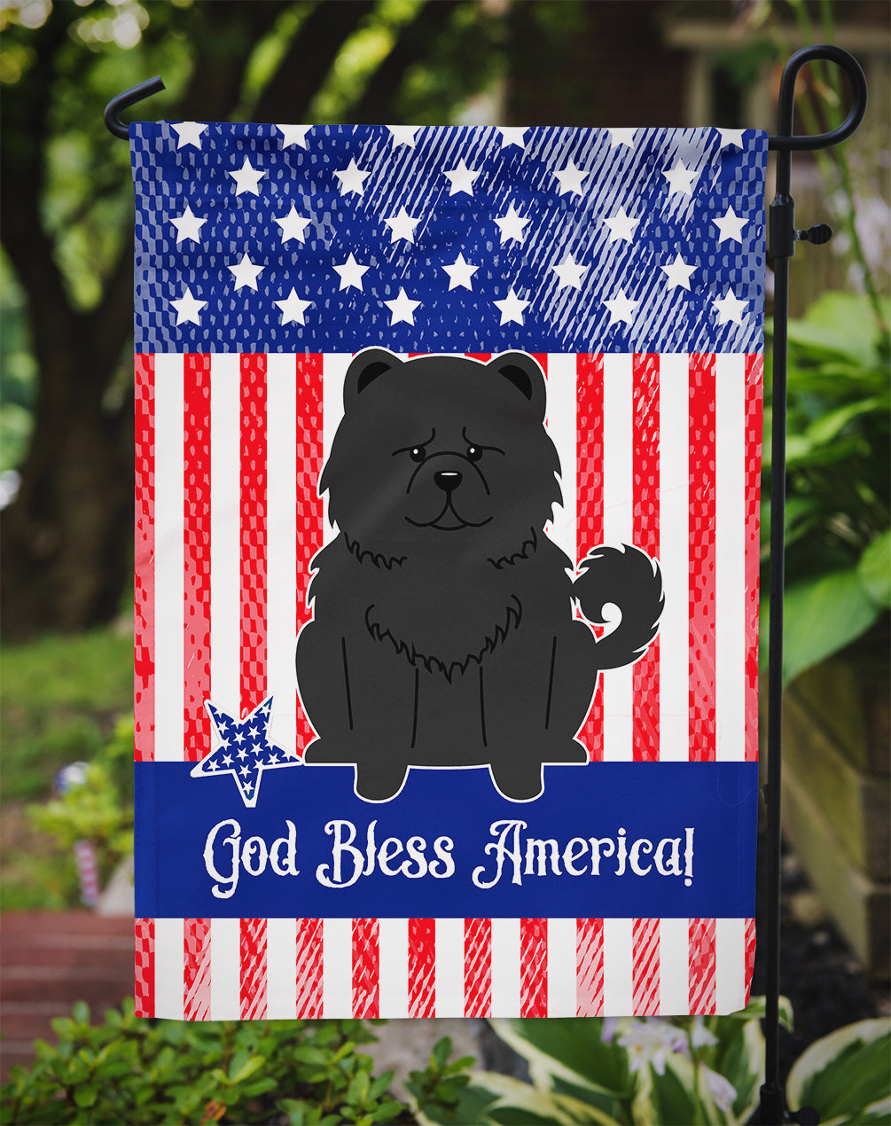Patriotic USA Chow Chow Black Garden Flag Mailbox Decorative Yard Banner Outside Patio Artwork for Flower Beds, Garden Size, Multicolor