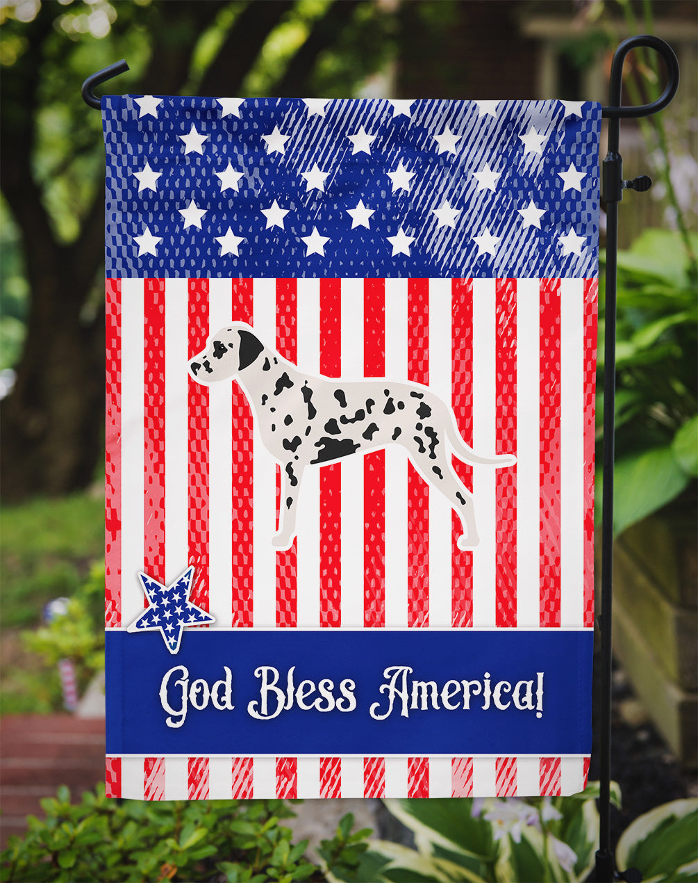 USA Patriotic Dalmatian Garden Flag Mailbox Decorative Yard Banner Outside Patio Artwork for Flower Beds, Garden Size, Multicolor