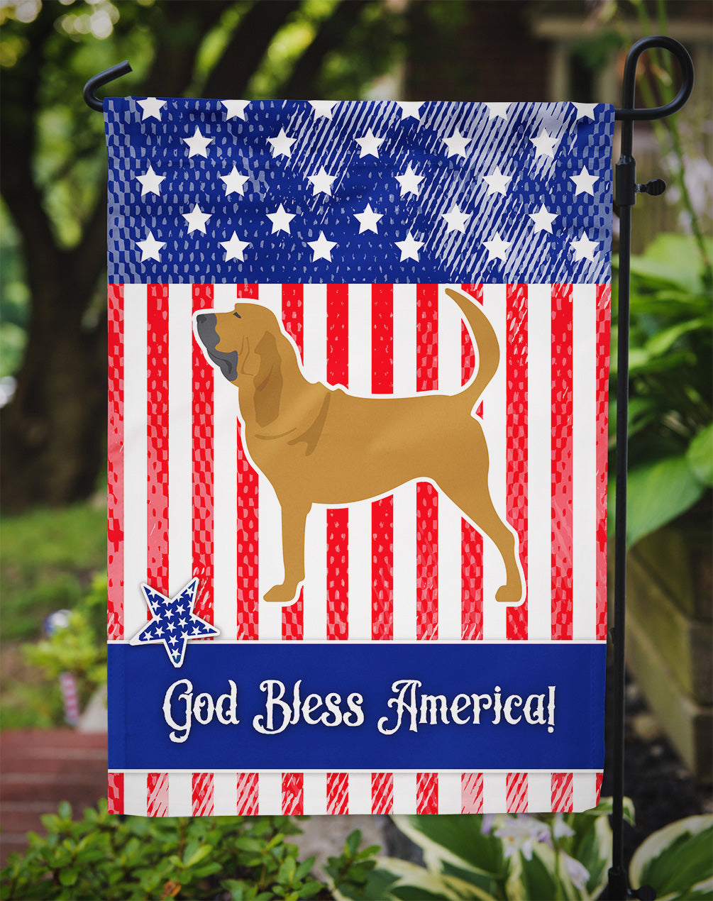 USA Patriotic Bloodhound Garden Flag Mailbox Decorative Yard Banner Outside Patio Artwork for Flower Beds, Garden Size, Multicolor