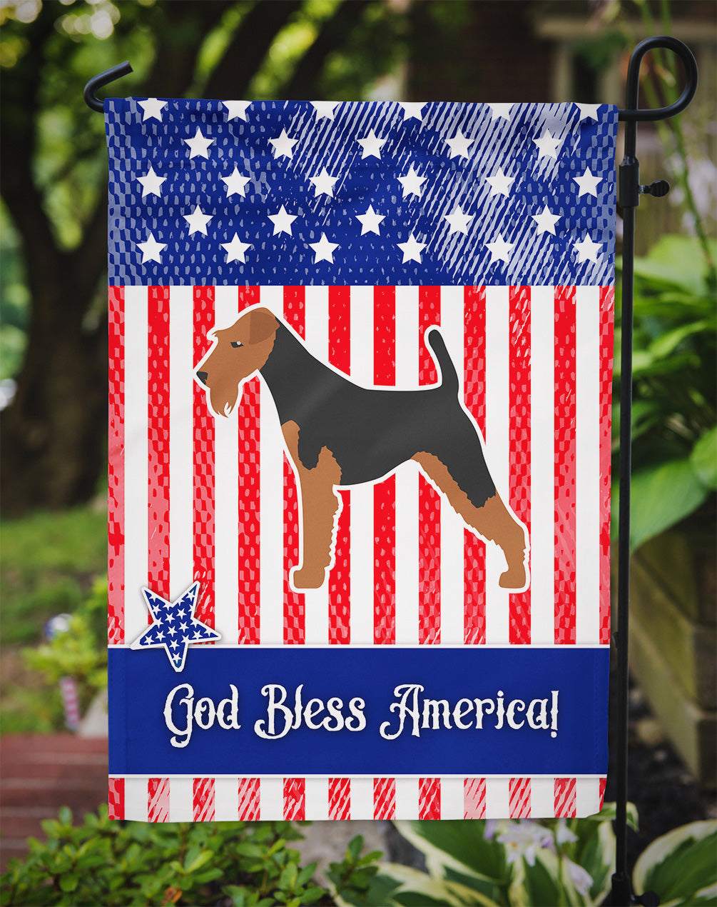 USA Patriotic Welsh Terrier Garden Flag Mailbox Decorative Yard Banner Outside Patio Artwork for Flower Beds, Garden Size, Multicolor