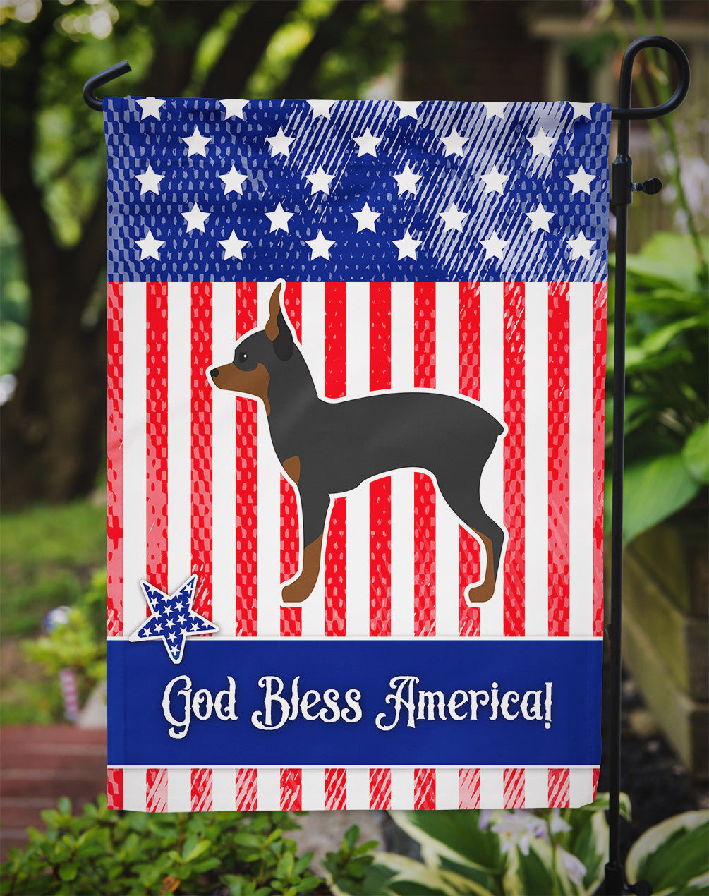 USA Patriotic Toy Fox Terrier Garden Flag Mailbox Decorative Yard Banner Outside Patio Artwork for Flower Beds, Garden Size, Multicolor