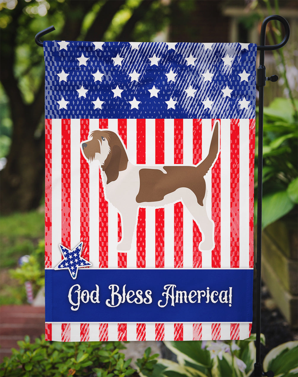 USA Patriotic Grand Basset Griffon Vendeen Garden Flag Mailbox Decorative Yard Banner Outside Patio Artwork for Flower Beds, Garden Size, Multicolor