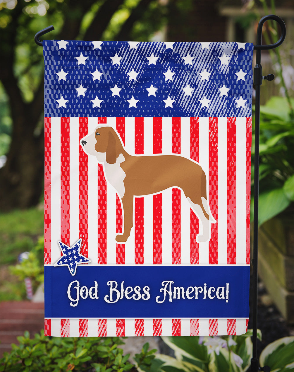 USA Patriotic Spanish Hound Garden Flag Mailbox Decorative Yard Banner Outside Patio Artwork for Flower Beds, Garden Size, Multicolor
