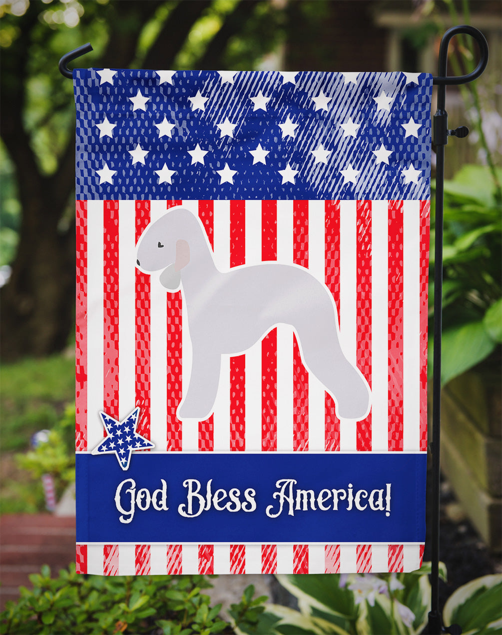 USA Patriotic Bedlington Terrier Garden Flag Mailbox Decorative Yard Banner Outside Patio Artwork for Flower Beds, Garden Size, Multicolor