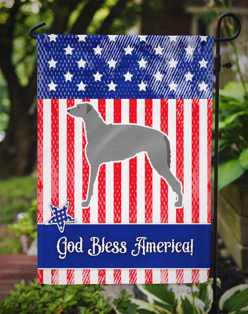 USA Patriotic Scottish Deerhound Garden Flag Mailbox Decorative Yard Banner Outside Patio Artwork for Flower Beds, Garden Size, Multicolor