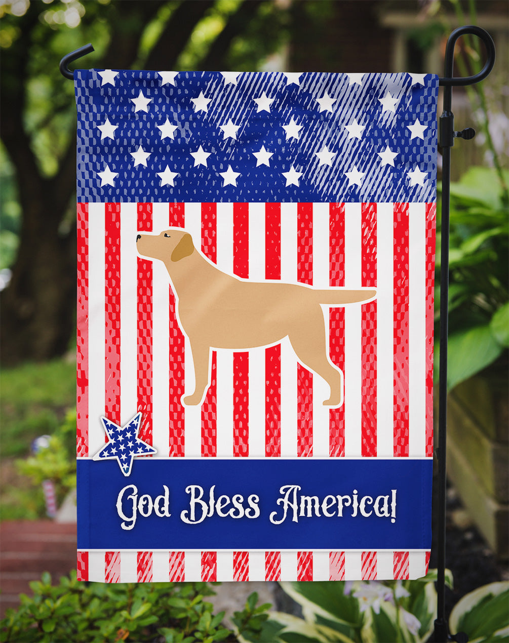 USA Patriotic Yellow Labrador Retriever Garden Flag Mailbox Decorative Yard Banner Outside Patio Artwork for Flower Beds, Garden Size, Multicolor