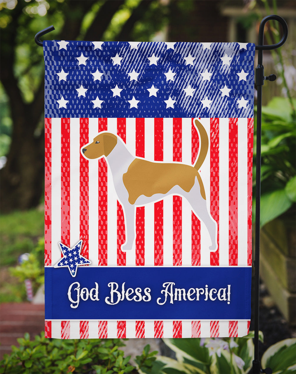 USA Patriotic American Foxhound Garden Flag Mailbox Decorative Yard Banner Outside Patio Artwork for Flower Beds, Garden Size, Multicolor
