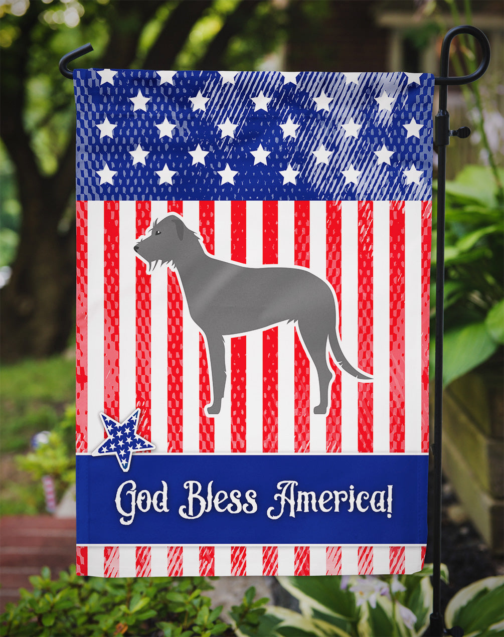 USA Patriotic Irish Wolfhound Garden Flag Mailbox Decorative Yard Banner Outside Patio Artwork for Flower Beds, Garden Size, Multicolor