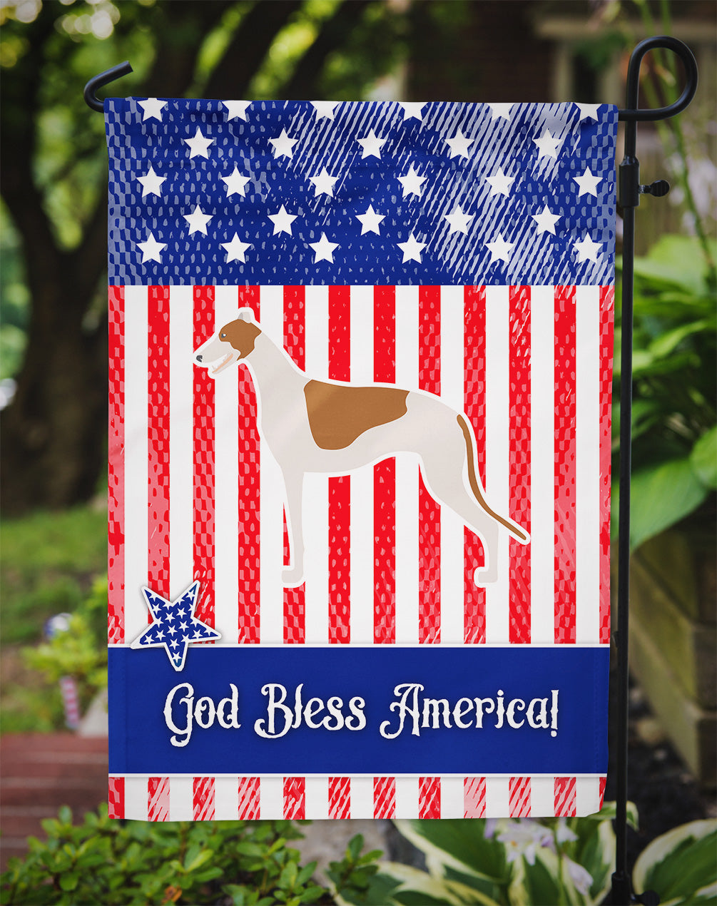 USA Patriotic Greyhound Garden Flag Mailbox Decorative Yard Banner Outside Patio Artwork for Flower Beds, Garden Size, Multicolor