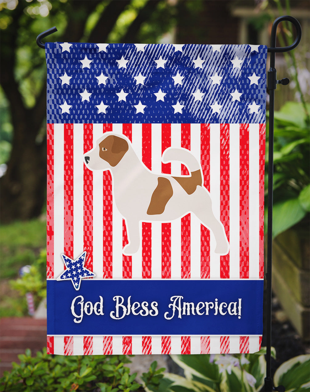 USA Patriotic Jack Russell Terrier Garden Flag Mailbox Decorative Yard Banner Outside Patio Artwork for Flower Beds, Garden Size, Multicolor