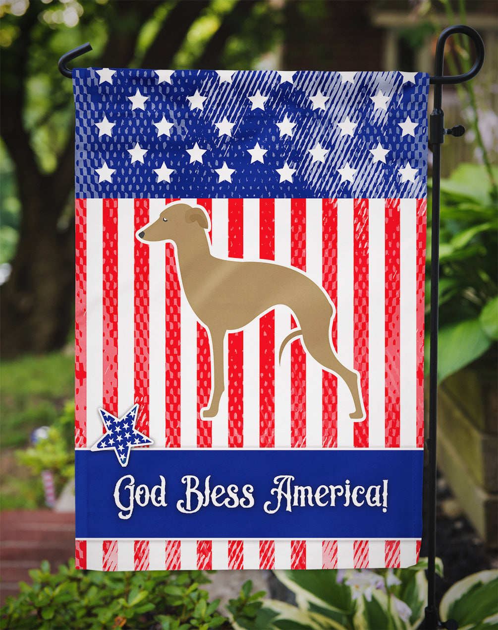 USA Patriotic Italian Greyhound Garden Flag Mailbox Decorative Yard Banner Outside Patio Artwork for Flower Beds, Garden Size, Multicolor