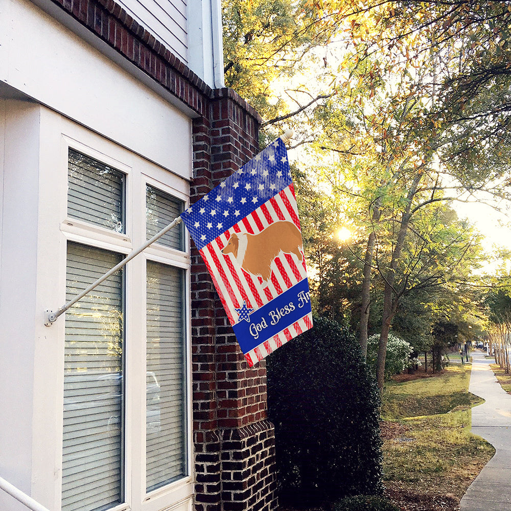 USA Patriotic Collie House Flag 28x40 Porch Sleeve Pole Decorative Outside Yard Banner Artwork Wall Hanging, Polyester