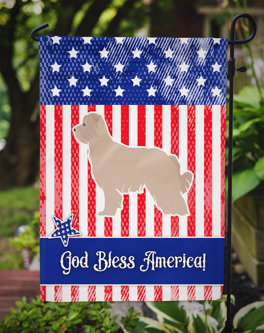 USA Patriotic Pyrenean Shepherd Garden Flag Mailbox Decorative Yard Banner Outside Patio Artwork for Flower Beds, Garden Size, Multicolor