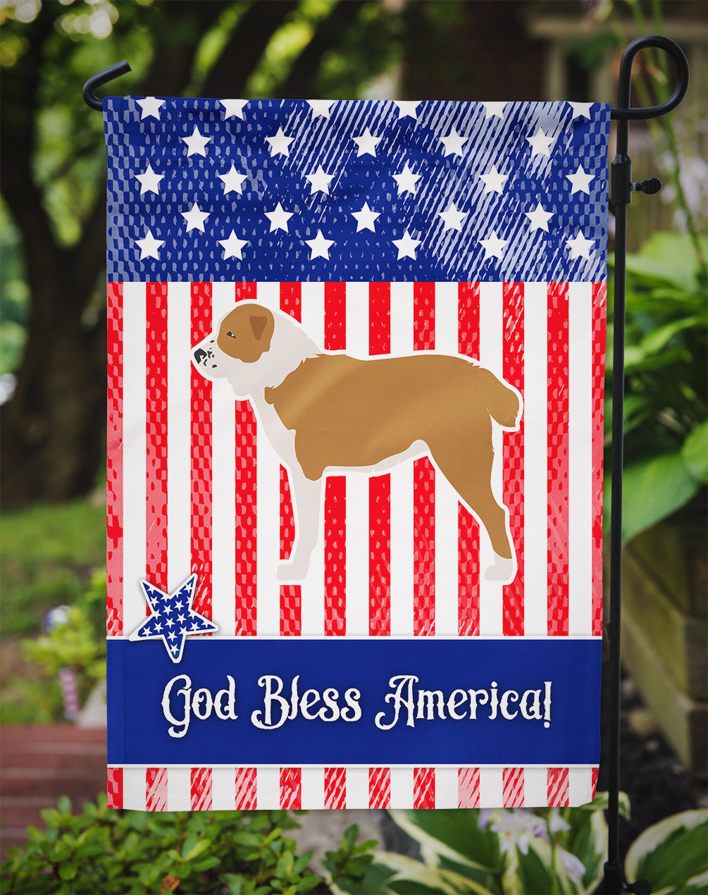 USA Patriotic Central Asian Shepherd Dog Garden Flag Mailbox Decorative Yard Banner Outside Patio Artwork for Flower Beds, Garden Size, Multicolor
