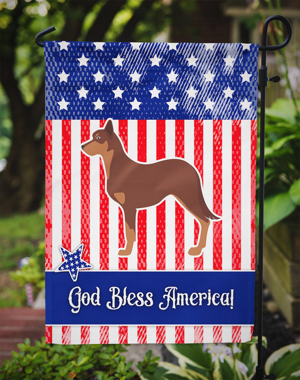 USA Patriotic Australian Kelpie Dog Garden Flag Mailbox Decorative Yard Banner Outside Patio Artwork for Flower Beds, Garden Size, Multicolor
