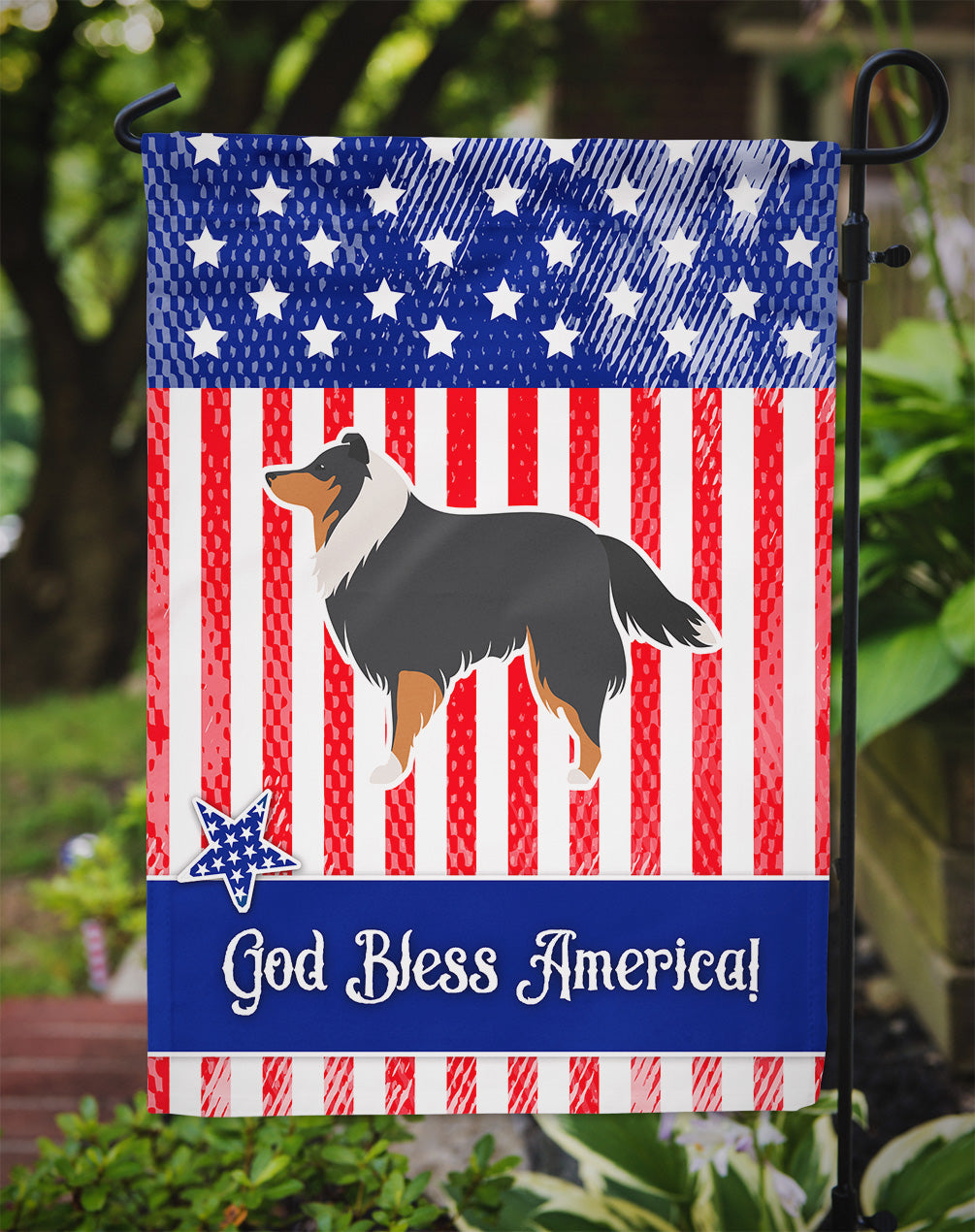USA Patriotic Sheltie/Shetland Sheepdog Garden Flag Mailbox Decorative Yard Banner Outside Patio Artwork for Flower Beds, Garden Size, Multicolor