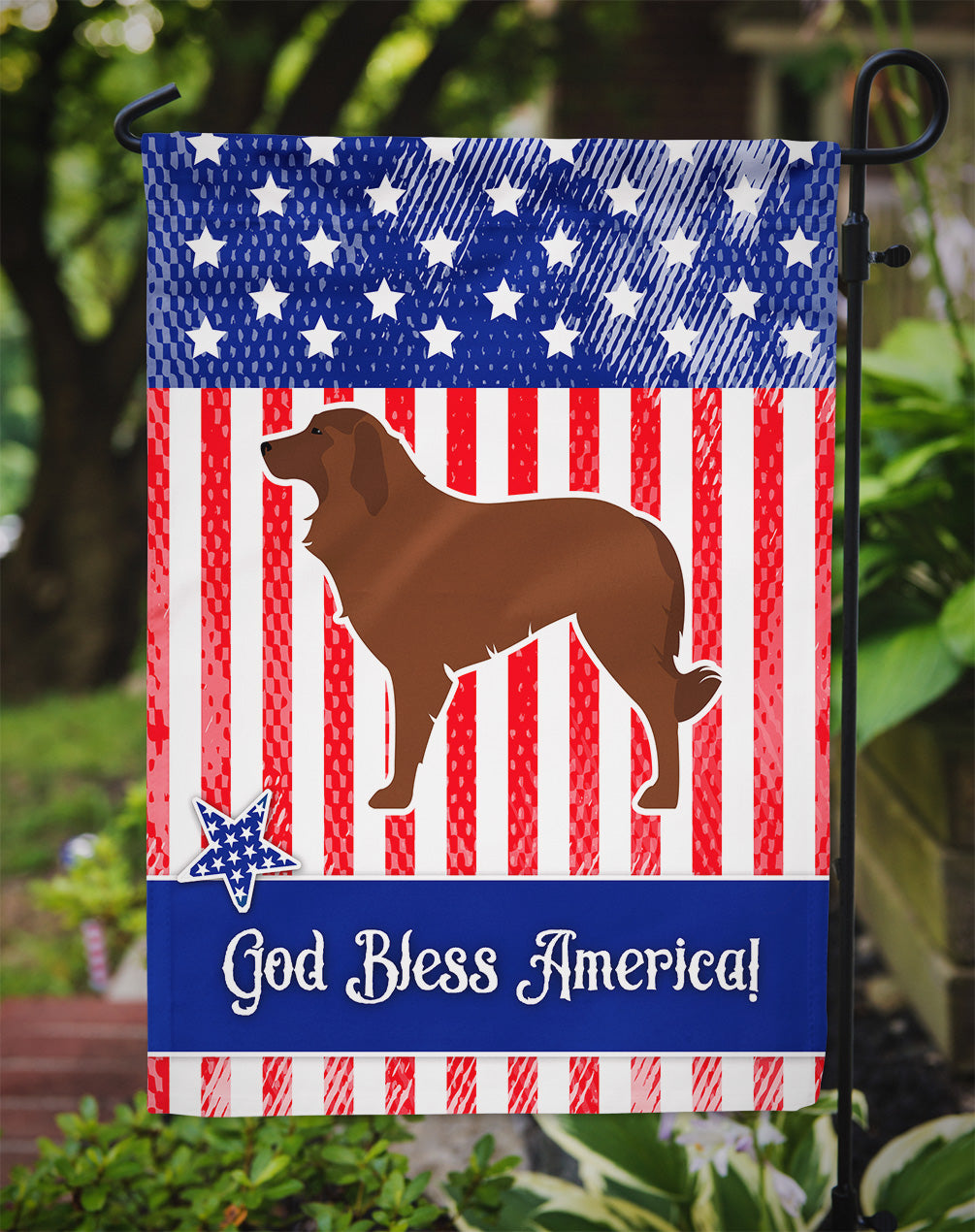 USA Patriotic Portuguese Sheepdog Dog Garden Flag Mailbox Decorative Yard Banner Outside Patio Artwork for Flower Beds, Garden Size, Multicolor