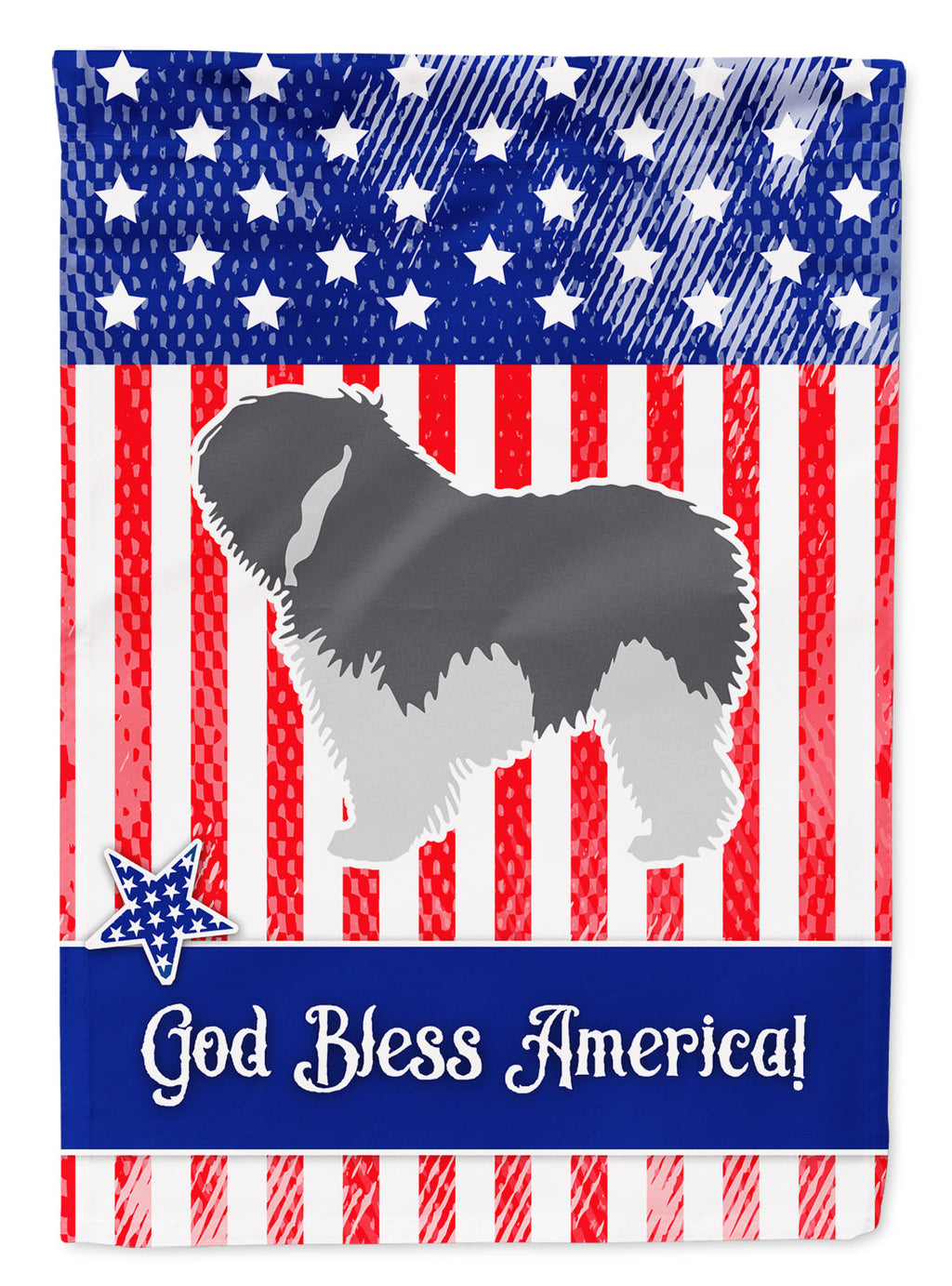 USA Patriotic Polish Lowland Sheepdog Dog Garden Flag Mailbox Decorative Yard Banner Outside Patio Artwork for Flower Beds, Garden Size, Multicolor