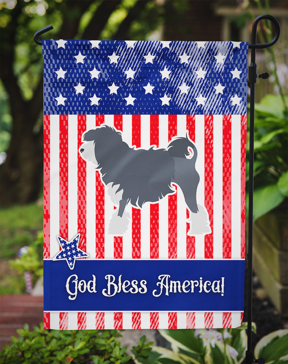 USA Patriotic Lowchen Garden Flag Mailbox Decorative Yard Banner Outside Patio Artwork for Flower Beds, Garden Size, Multicolor