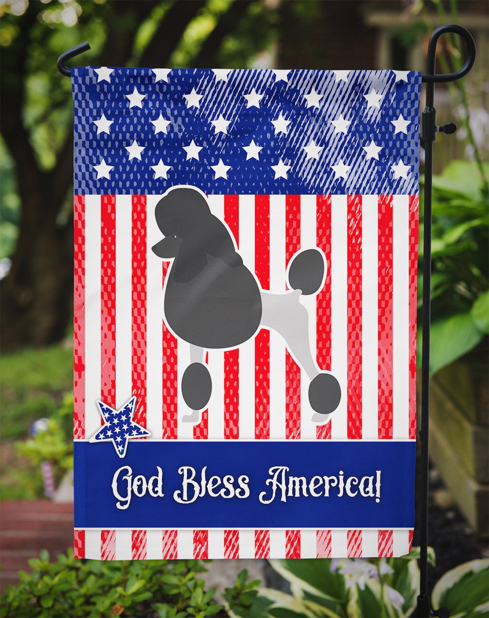 USA Patriotic Poodle Garden Flag Mailbox Decorative Yard Banner Outside Patio Artwork for Flower Beds, Garden Size, Multicolor
