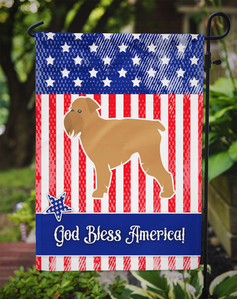 USA Patriotic Brussels Griffon Garden Flag Mailbox Decorative Yard Banner Outside Patio Artwork for Flower Beds, Garden Size, Multicolor