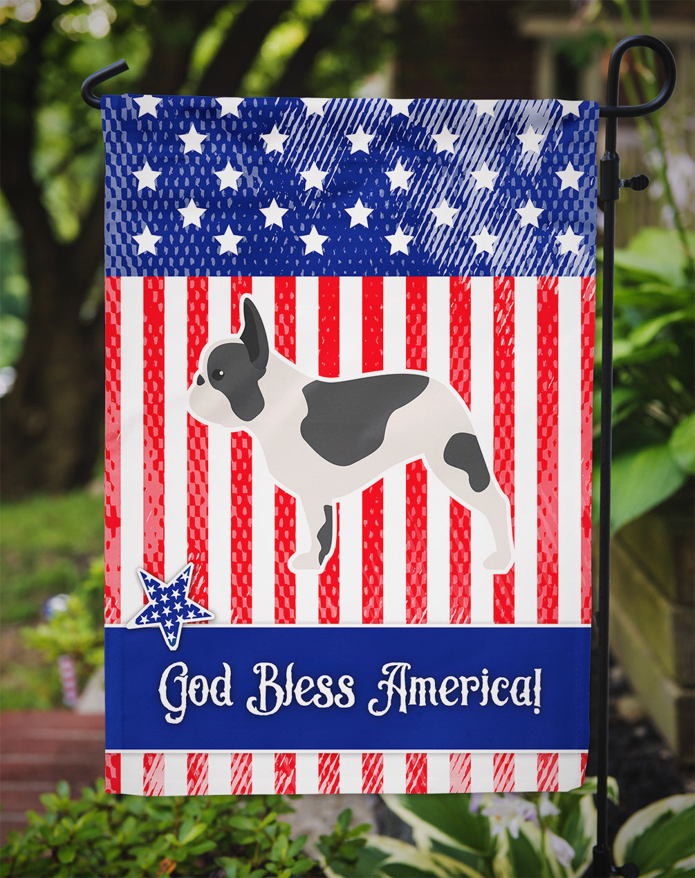 USA Patriotic French Bulldog Garden Flag Mailbox Decorative Yard Banner Outside Patio Artwork for Flower Beds, Garden Size, Multicolor