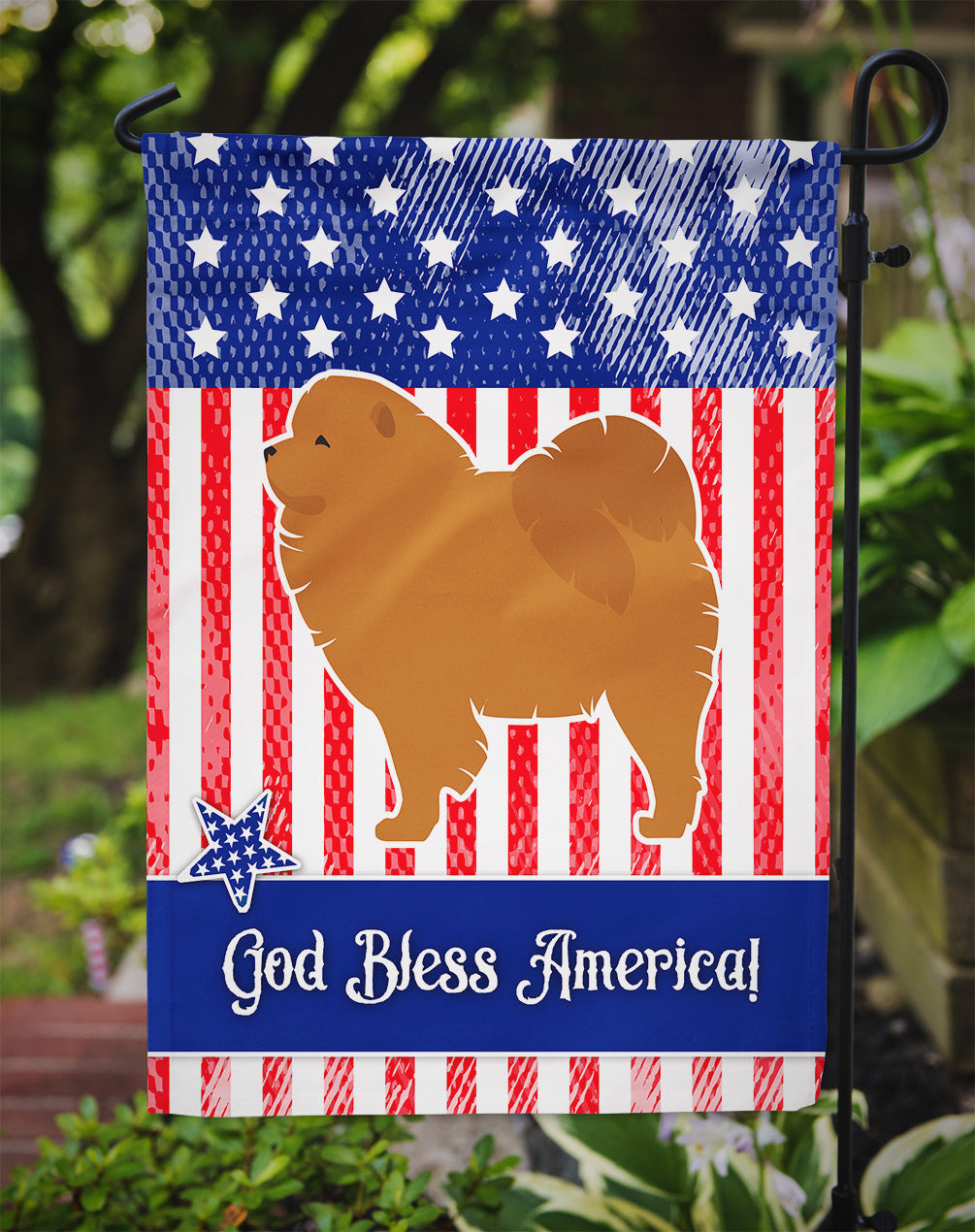 USA Patriotic Chow Chow Garden Flag Mailbox Decorative Yard Banner Outside Patio Artwork for Flower Beds, Garden Size, Multicolor
