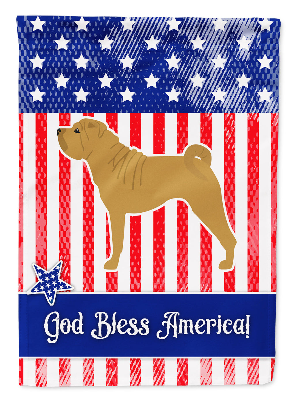 USA Patriotic Shar Pei Garden Flag Mailbox Decorative Yard Banner Outside Patio Artwork for Flower Beds, Garden Size, Multicolor
