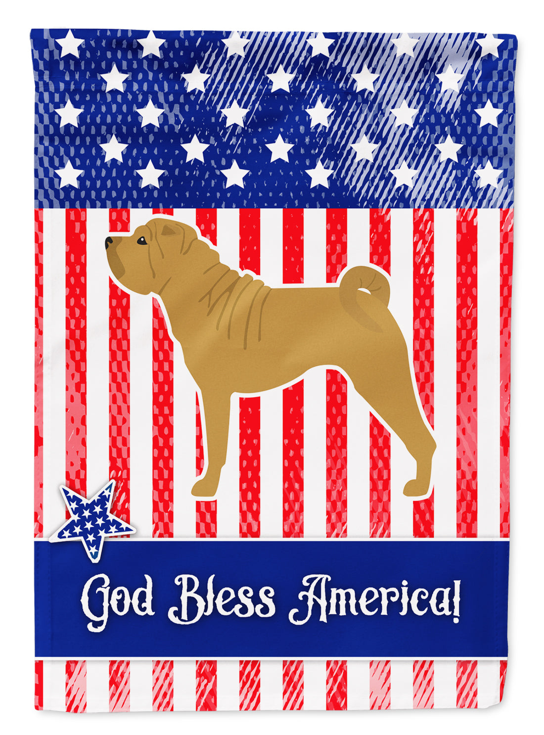 USA Patriotic Shar Pei Garden Flag Mailbox Decorative Yard Banner Outside Patio Artwork for Flower Beds, Garden Size, Multicolor