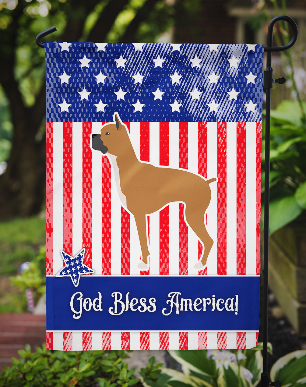 USA Patriotic Boxer Garden Flag Mailbox Decorative Yard Banner Outside Patio Artwork for Flower Beds, Garden Size, Multicolor