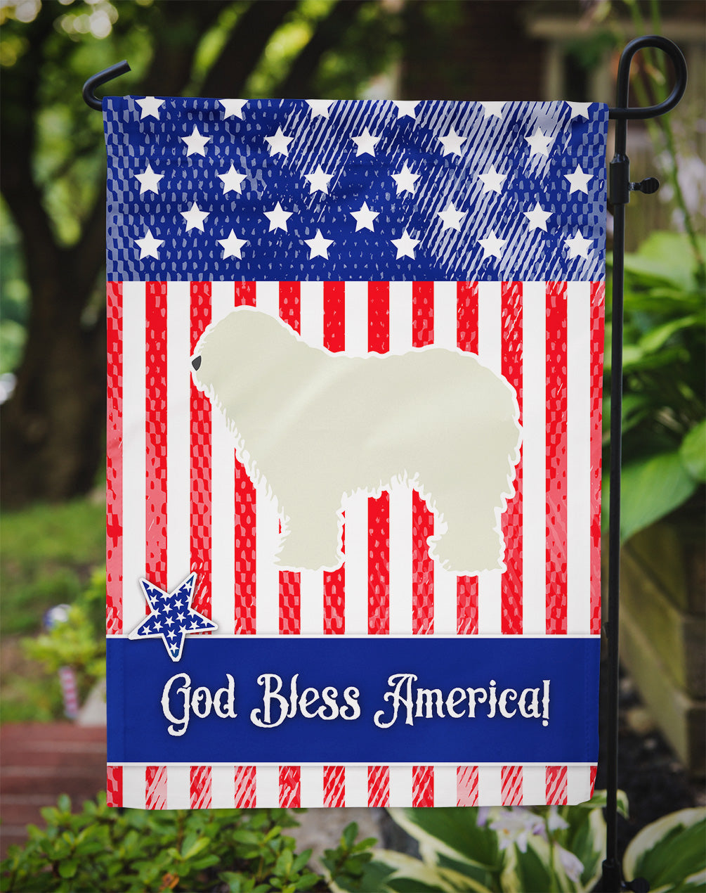 USA Patriotic Komondor Garden Flag Mailbox Decorative Yard Banner Outside Patio Artwork for Flower Beds, Garden Size, Multicolor